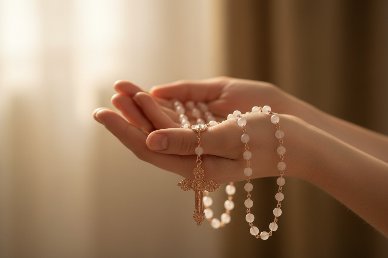 Chapelet en quartz blanc - Perle & Chapelet