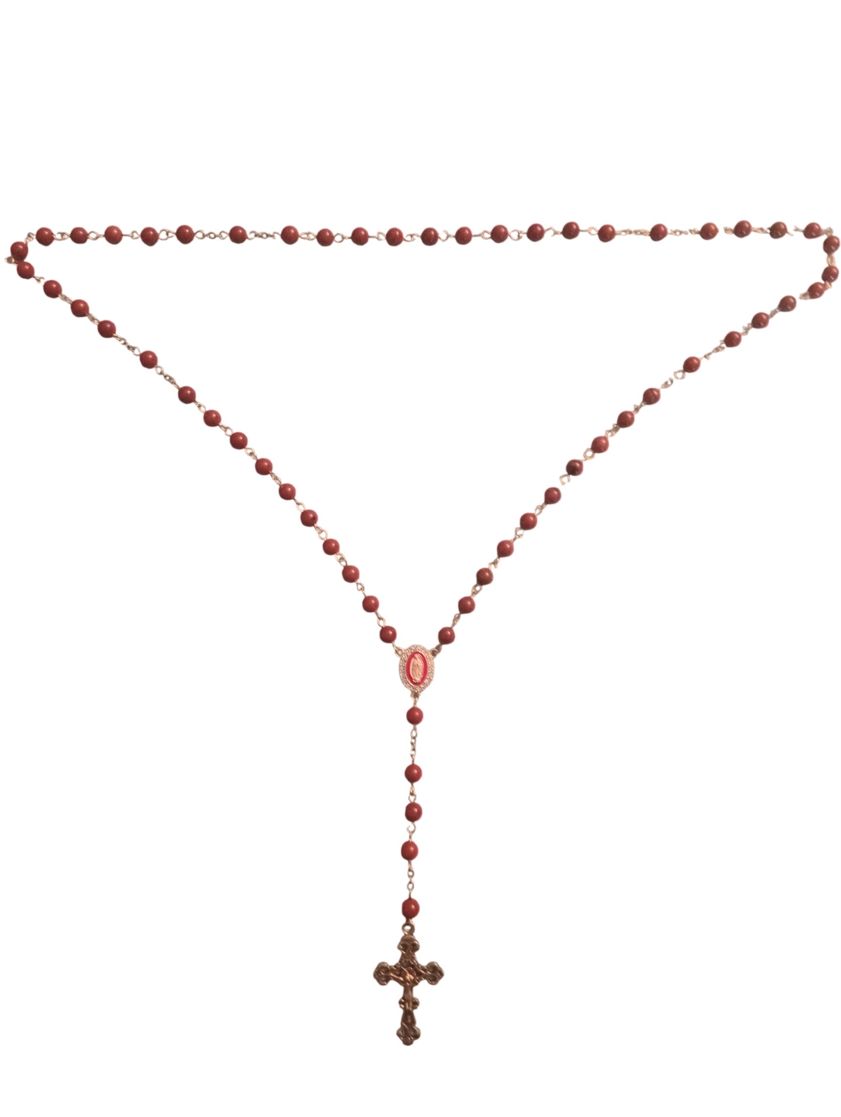 Chapelet fait-main en Jaspe rouge version dorée – Chaleur & Élégance
