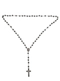 Chapelet fait-main en verre teinté noir mat Version argentée - Minimaliste et moderne