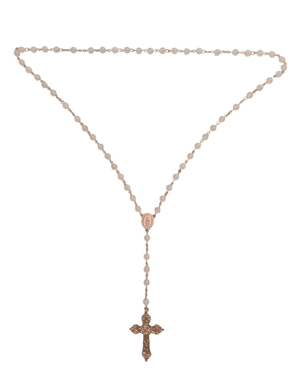 Chapelet fait-main en quartz blanc - Pureté & Simplicité