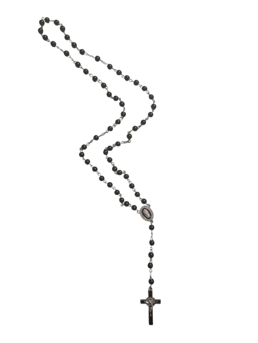 Chapelet fait-main en Onyx noir Version argentée - Sobriété & élégance