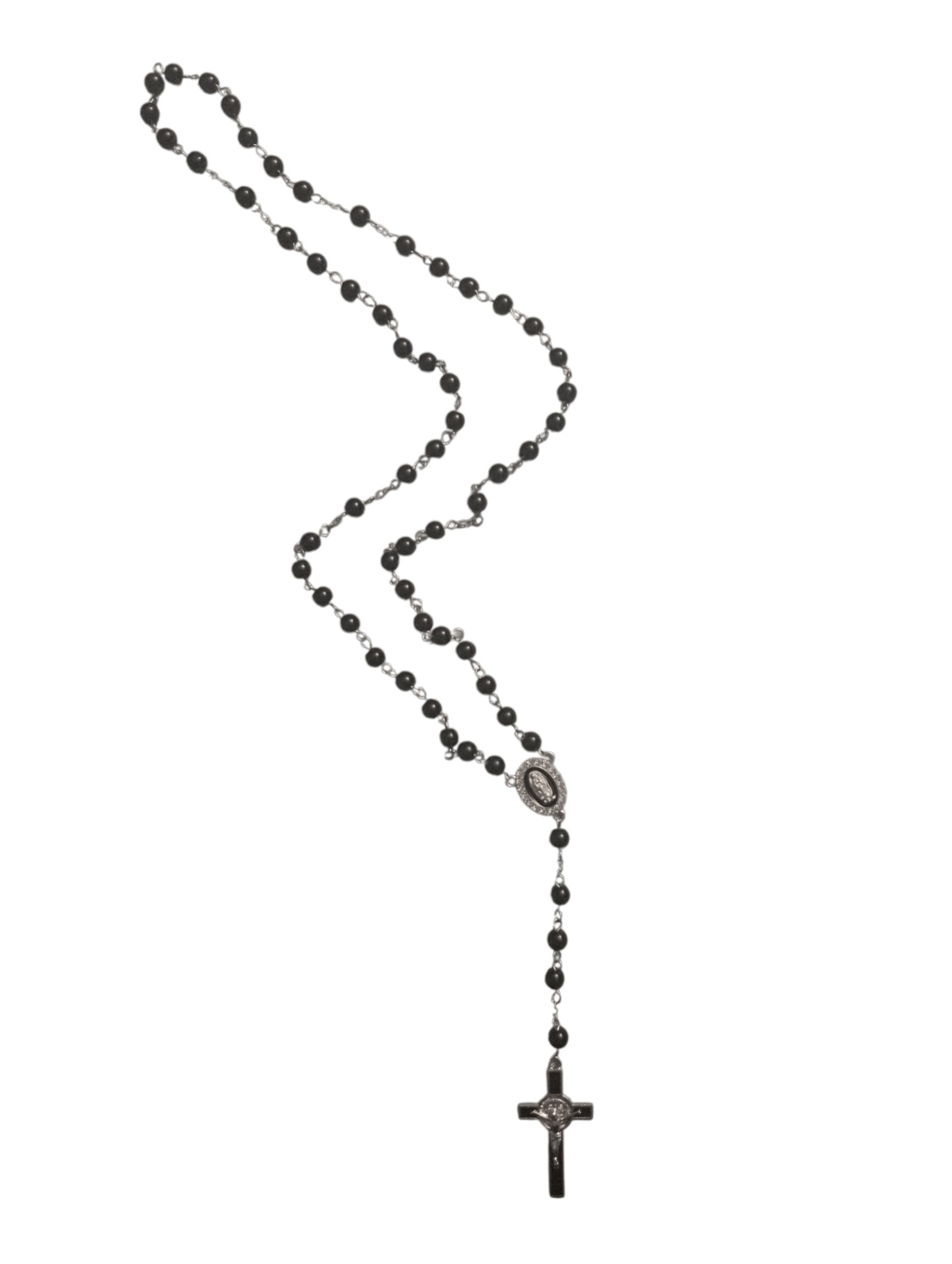 Chapelet fait-main en Onyx noir Version argentée - Sobriété & élégance