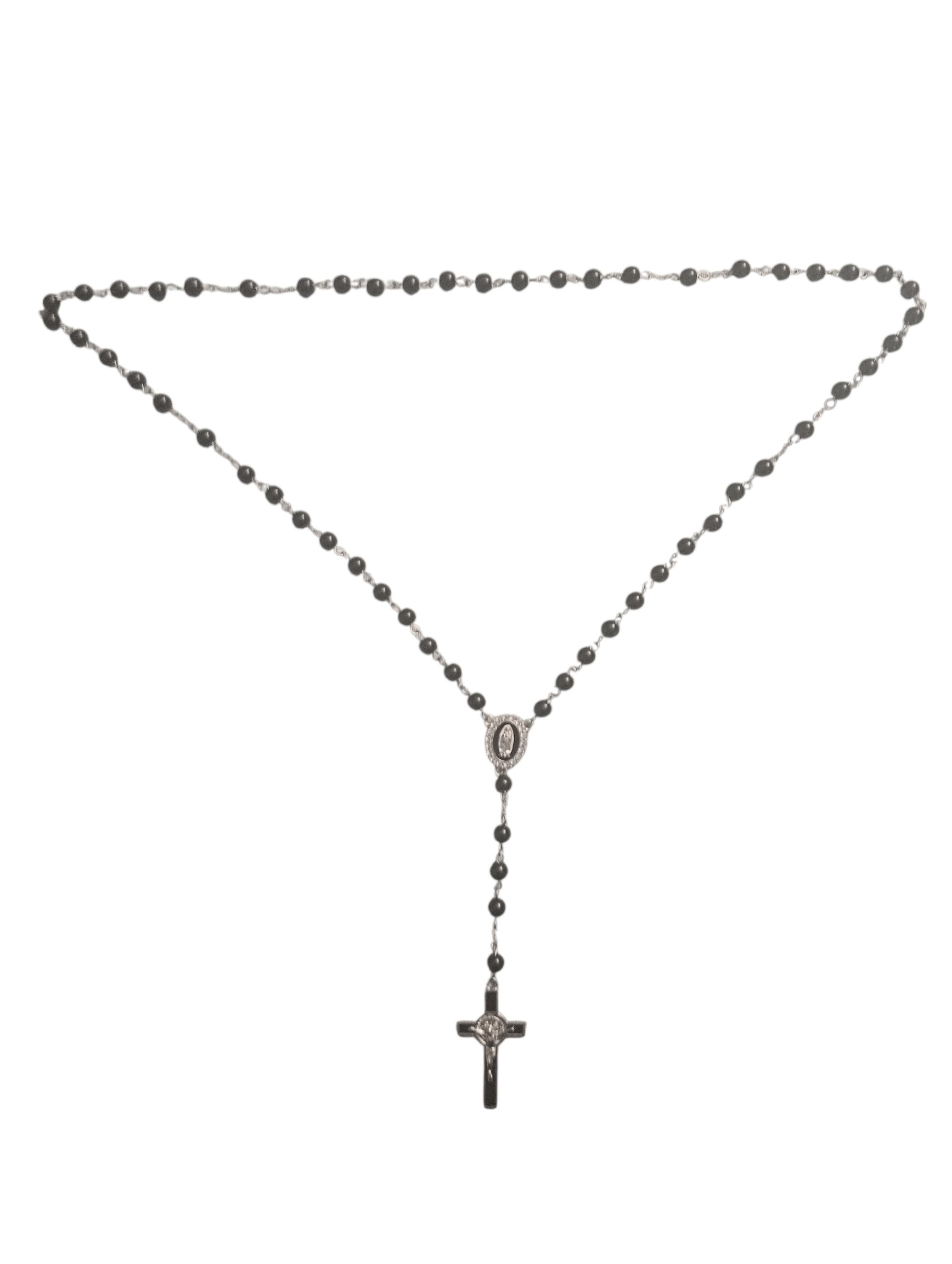 Chapelet fait-main en Onyx noir Version argentée - Sobriété & élégance